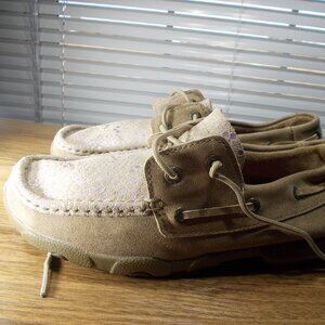 Twisted X Women's Driving Mocs Dusty Tan Metallic Snake Size 7M